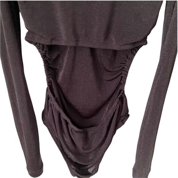 NWT Olivaceous Basic Black Long Sleeve Bodysuit Front Button with Collar Size S - Picture 5 of 8